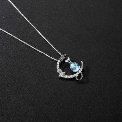 Moonlit Whiskers | Crystal Cat Necklace