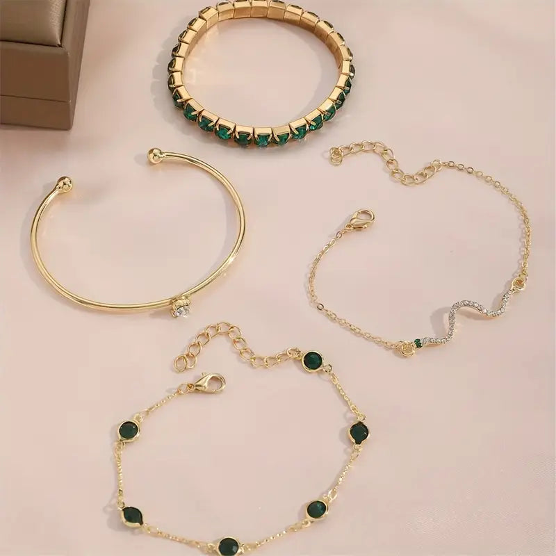 Lyra | Green Gem Bracelet Set