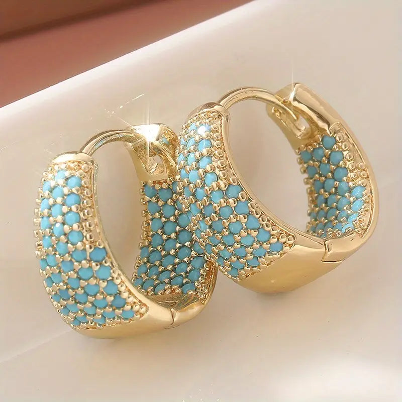 Giovanna | Turquoise Hoop Earrings - Gold