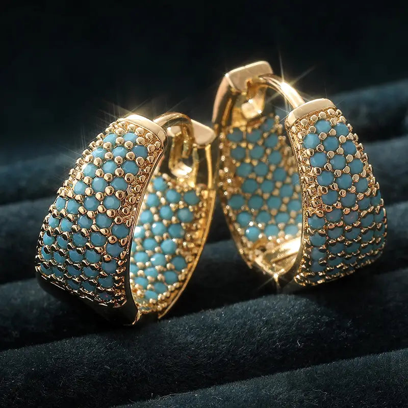 Giovanna | Turquoise Hoop Earrings - Gold
