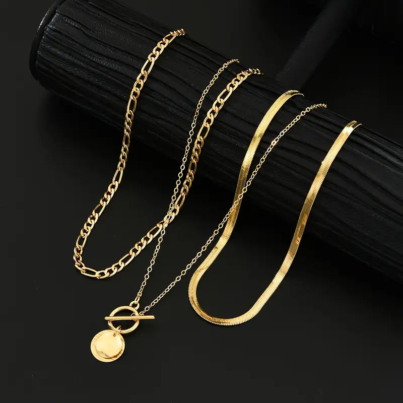 Bianca | Textured Coin Necklace - Gold