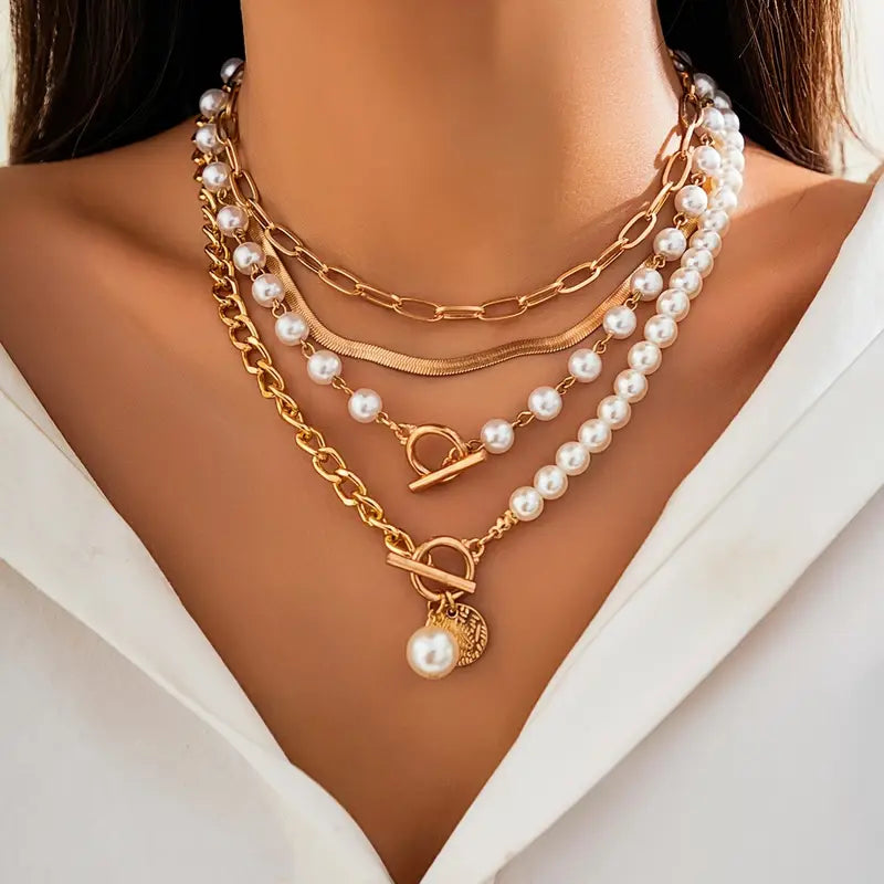 Violetta | Pearl Chain Set - Gold