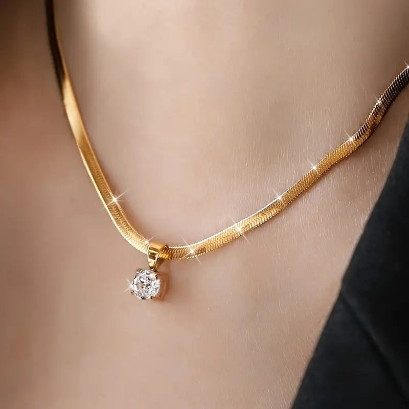 Veronica | Rhinestone Pendant - Gold