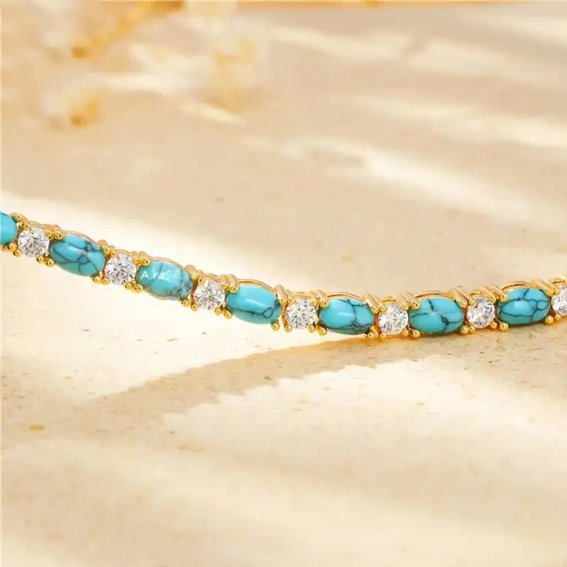 Elena | Turquoise Stone Bracelet - Gold