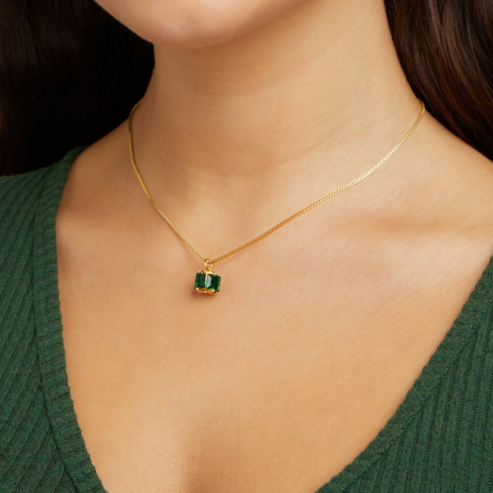 Corvella | Green Cube Necklace