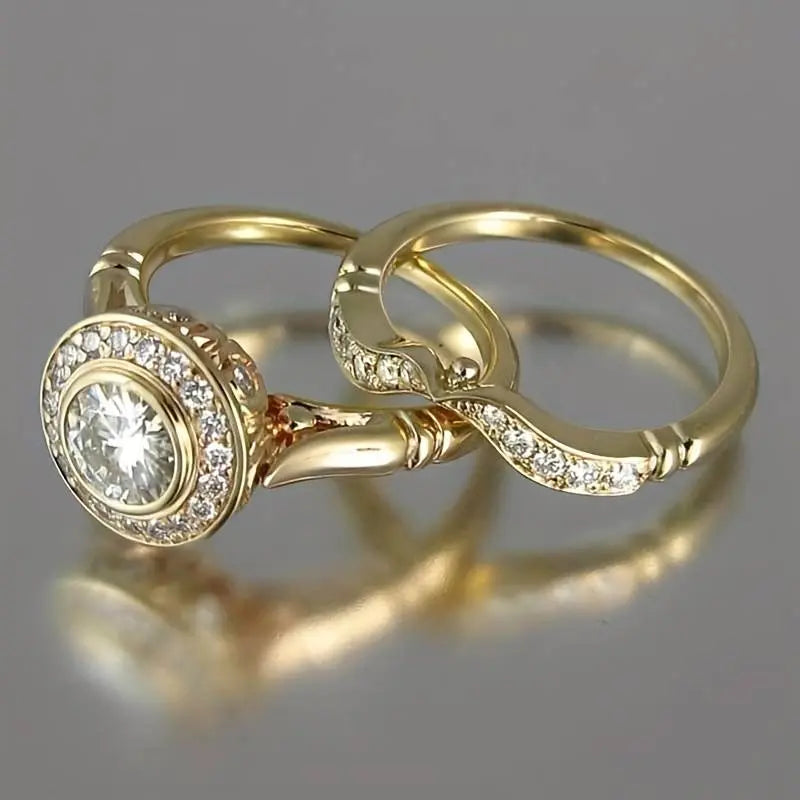 Lyra | Golden Zirconia Ring Pack