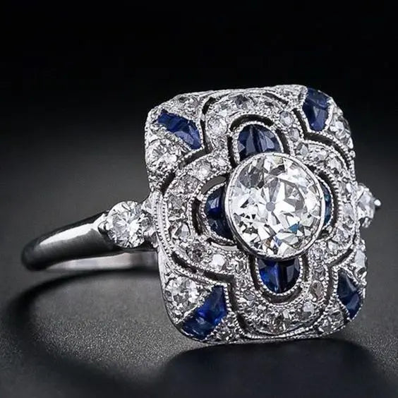 Azurelle | Blue Zirconia Silver Vintage Ring