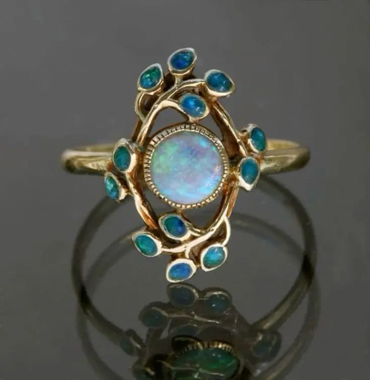 Nerina | Blue Crystal & Opal Vintage Ring