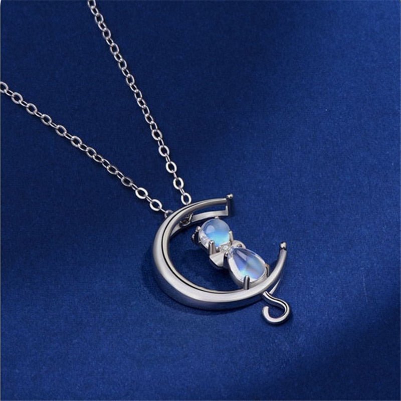 Celestine | Moon Cat Necklace