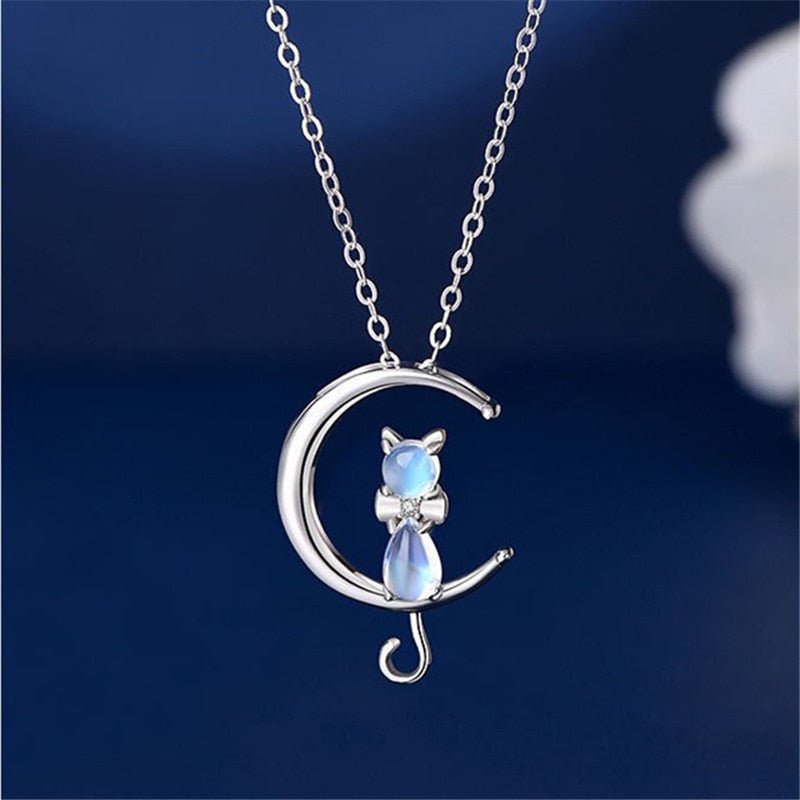 Celestine | Moon Cat Necklace