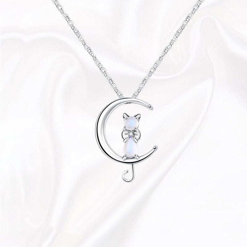 Celestine | Moon Cat Necklace