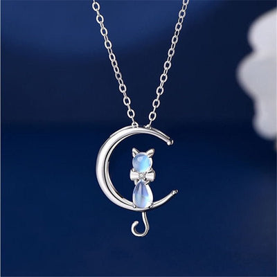 Celestine | Moon Cat Necklace