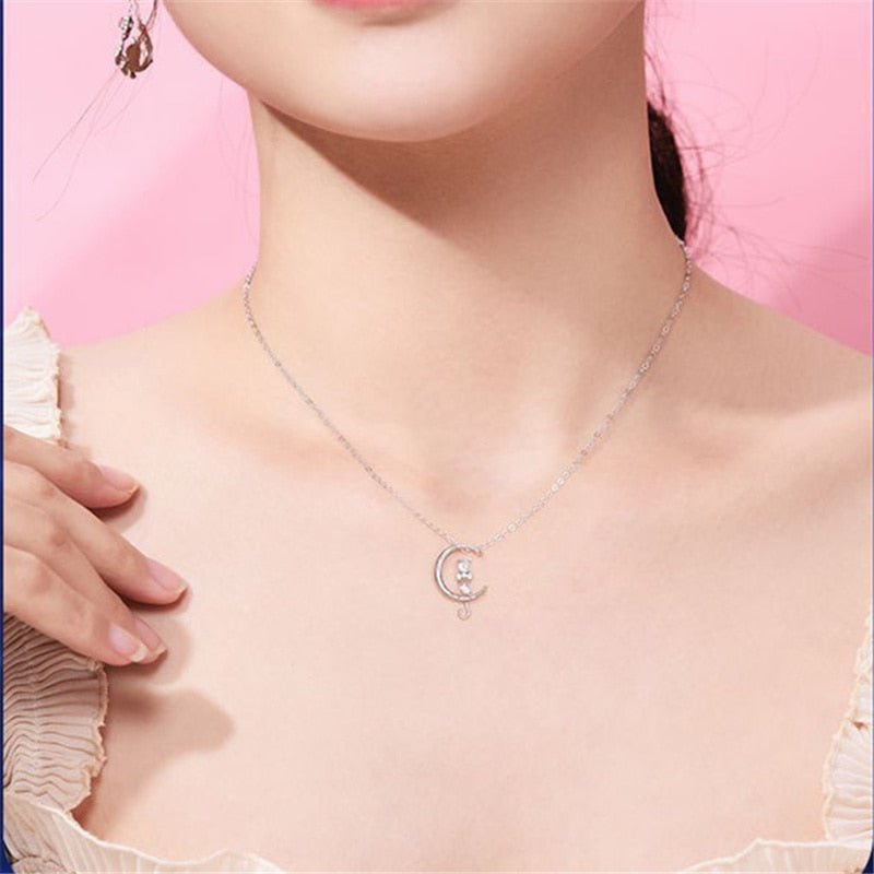Celestine | Moon Cat Necklace