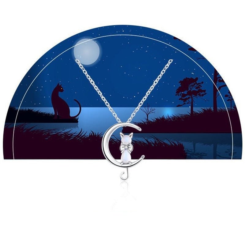 Celestine | Moon Cat Necklace