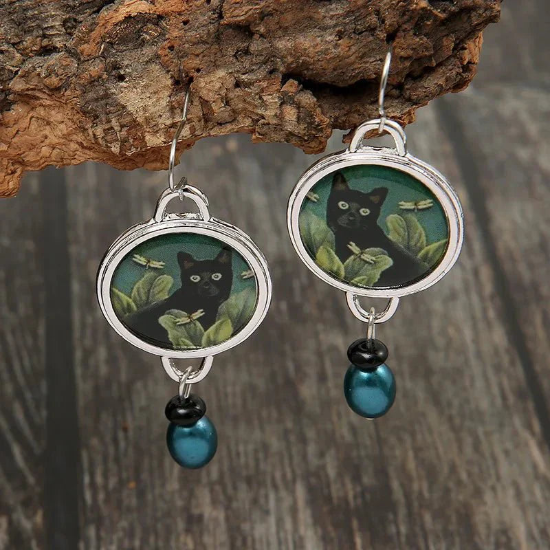 Vionne | Black Cat Earrings