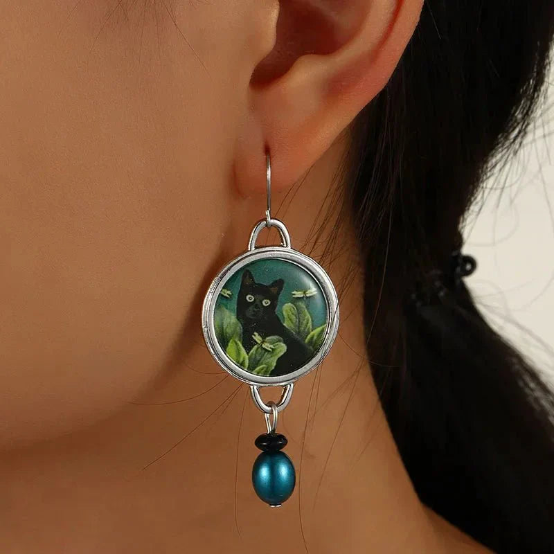 Vionne | Black Cat Earrings